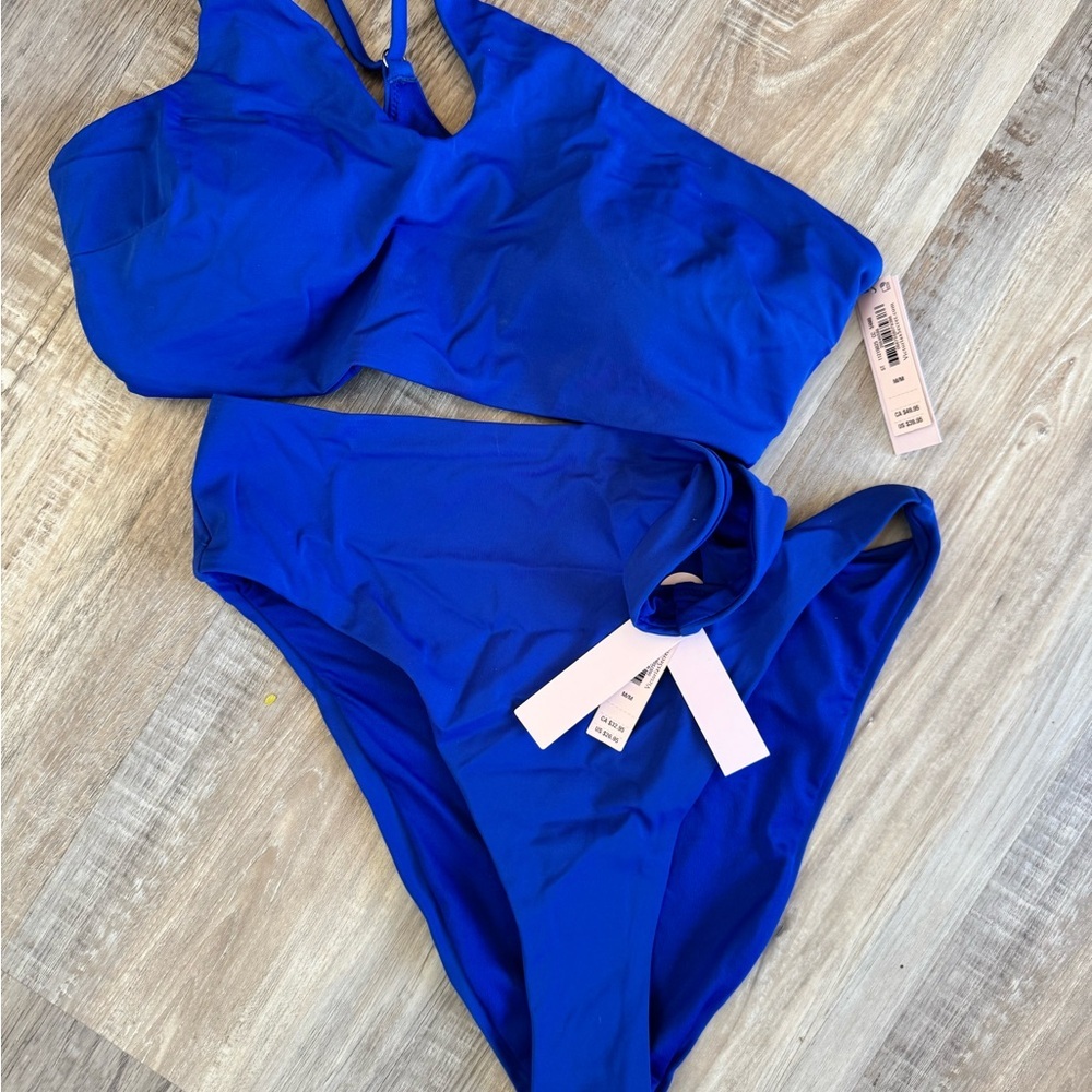 Victorias Secret Swim 2pc Bikini Set Size Medium Blue Color High Wasted - Picture 3 of 5